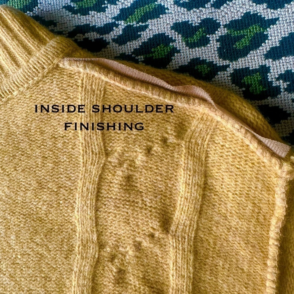 Marcel Clair Lambswool Cable Knit Sweater M Yellow Vintage Germany - Picture 8 of 12